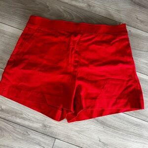 Polished Stretch Cotton Shorts | Spanx | Red | Size Large